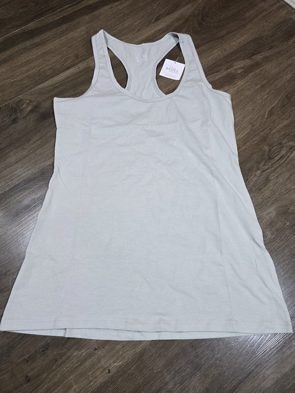 Sexy Basics Racerback Tank Top Womens XL Light Gray/creamCotton Stretch NWT